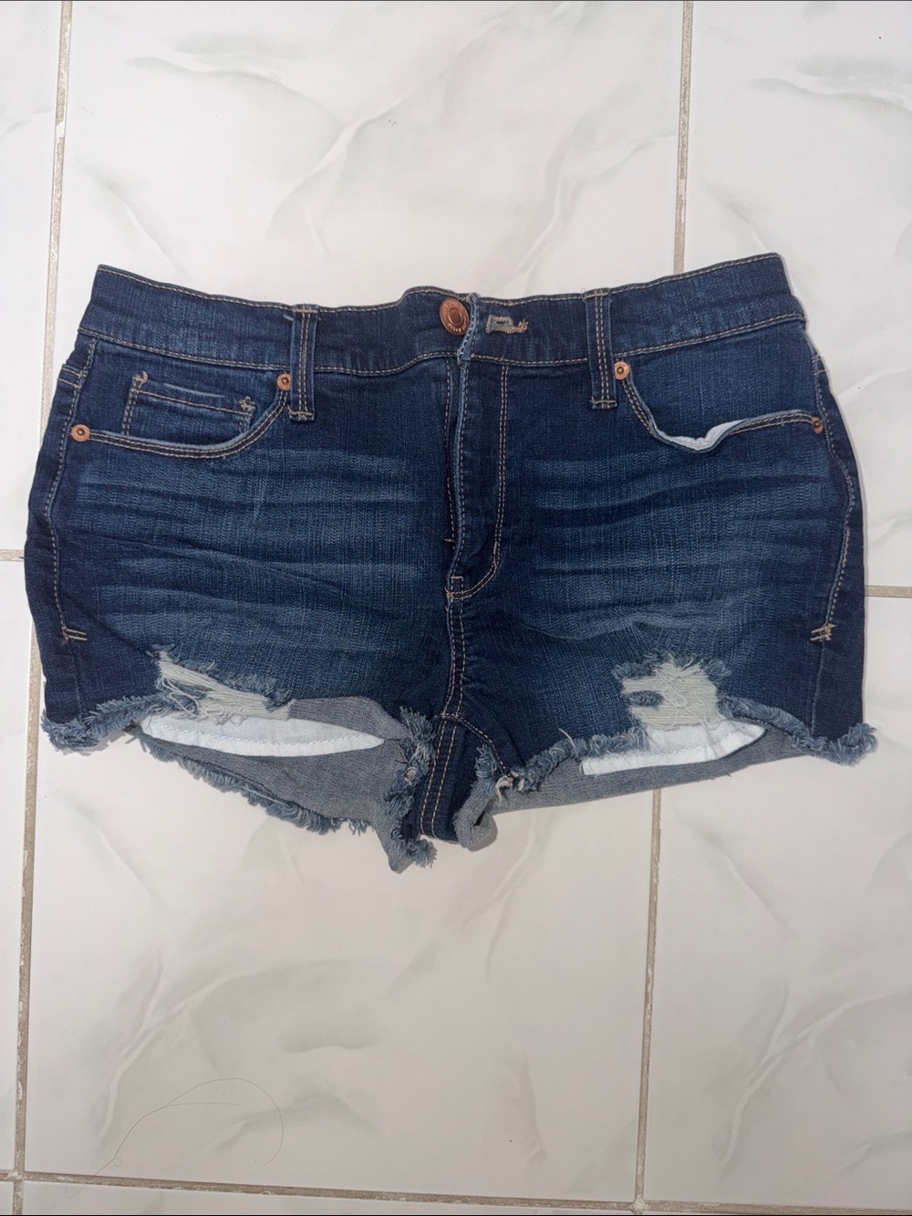 Mudd Dark Blue Distressed Denim Cutoff Shorts